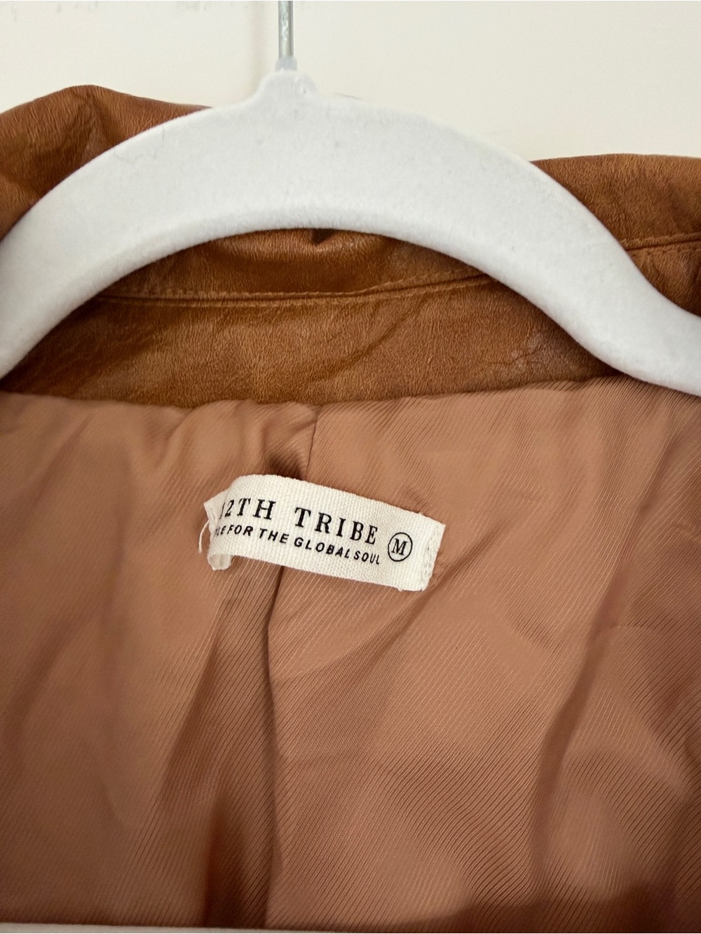 London Calling Cognac Oversized Faux Leather Jacket - Picture 3 of 3